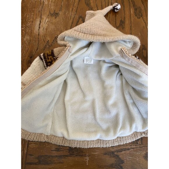 Hand-Knit Wool Toddler Sweater With Moose Pattern Beige & Brown Colors Fleece Li - Picture 4 of 9